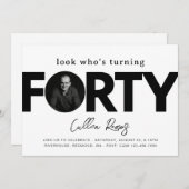 40e uitnodiging van de verjaardag | Minimalistisch (Voorkant / Achterkant)