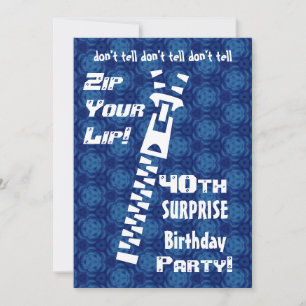 40e URPRISE Birthday Blue Pattern Zip Lip H200 Kaart