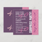 40e URPRISE Birthday Paars en roze patroon Kaart (Voorkant / Achterkant)