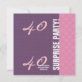 40e URPRISE Birthday Paars en roze patroon Kaart (Achterkant)