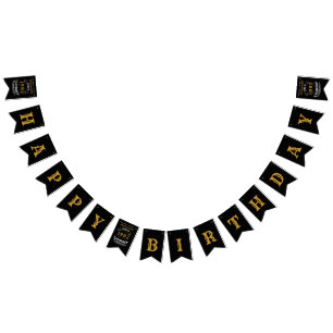40e verjaardag 1982 Black Gold Add Name Retro Vlaggetjes