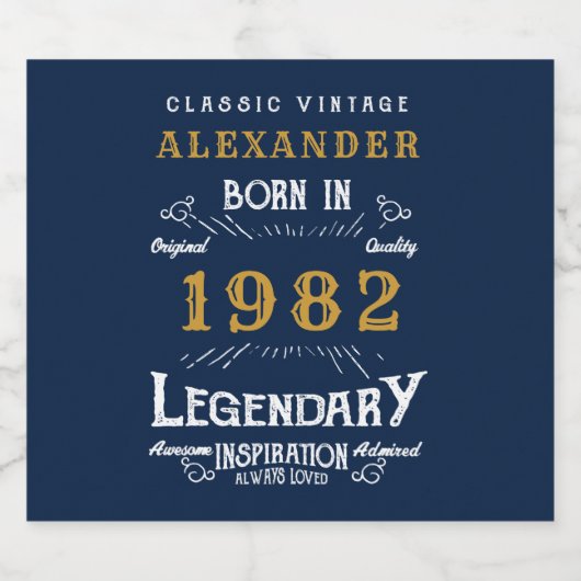 40e verjaardag 1982 Blauw goud toevoegen Bier Etiket (Enkel label)