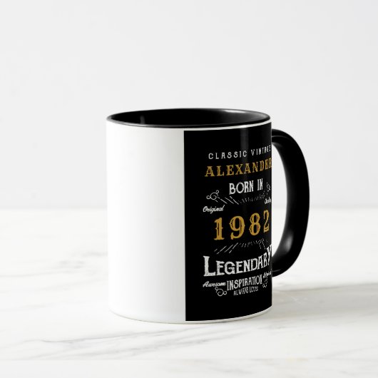 40e verjaardag 1982 Voeg de naam  zwart goud toe Mok (Voorkant rechts)