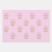 40e verjaardag 1983 Roze grijs bijvoegen Inpakpapier Vel (Voorkant 2)