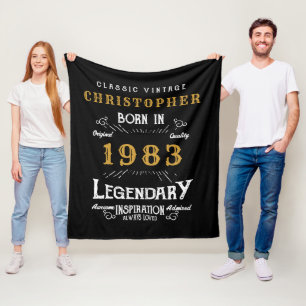 40e verjaardag 1983 Voeg de naam Legendary Black G Fleece Deken