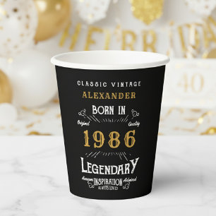 40e Verjaardag 1986 Legendarische Retro Papieren Bekers
