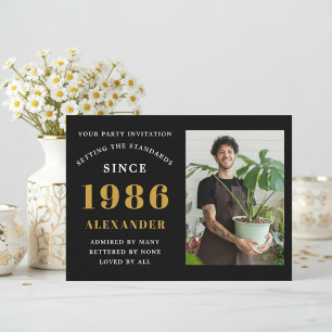 40e verjaardag 1986 Zwarte Gouden Persoonlijke Fot Kaart