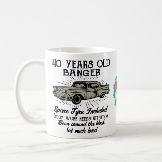 40e verjaardag 40 Personalized Funny Vintage Car Koffiemok (Links)