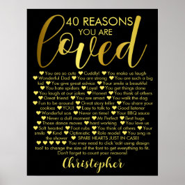 40e verjaardag 40 redenen waarom zwart goud poster