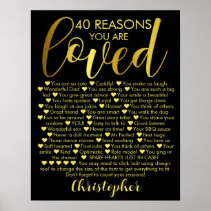 40e verjaardag 40 redenen waarom zwart goud poster