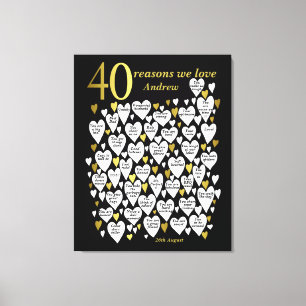 40e verjaardag 40 Redenen We Love You Gift Canvas Afdruk