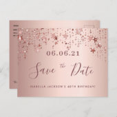 40e verjaardag 40 roos gouden sterren op de datum briefkaart (Voorkant / Achterkant)