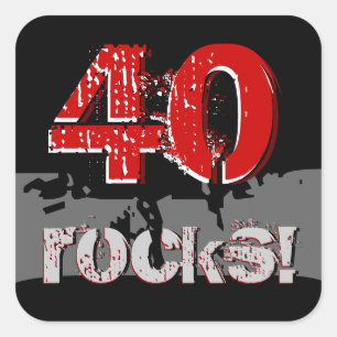 40e verjaardag - 40 stenen! Grunge Rood en Zwart Vierkante Sticker