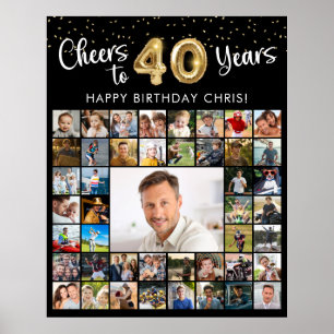 40e verjaardag 45 foto collage Proost op 40 jaar Poster
