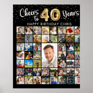40e Verjaardag 51 Foto Collage Proost op 40 Jaar Poster