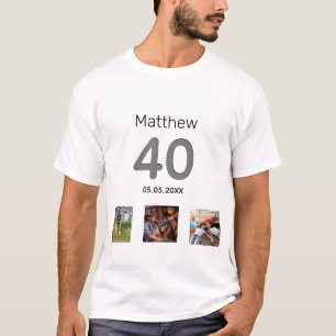 40e verjaardag aangepaste foto monogram man t-shirt