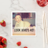 40e verjaardag Aangepaste foto Napkins Servet (Insitu)