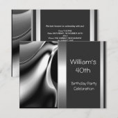 40e verjaardag Abstract Silver Chrome Metaal Kaart (Voorkant / Achterkant)