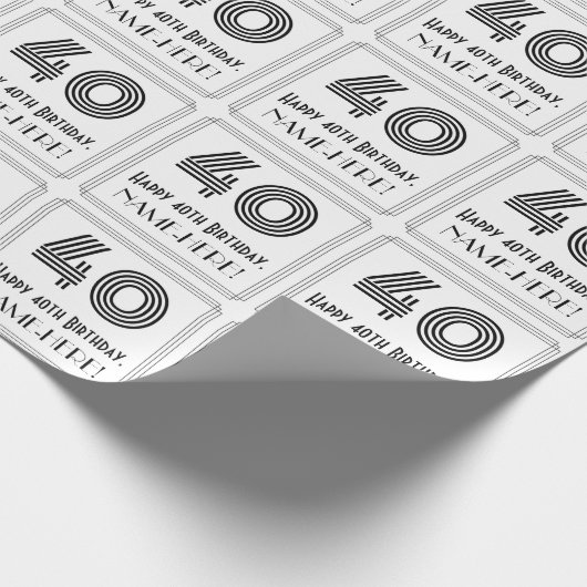 40e verjaardag: Art Deco geïnspireerde stijl "40" Cadeaupapier (Hoek)
