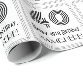 40e verjaardag: Art Deco geïnspireerde stijl "40" Cadeaupapier (Rol Hoek)