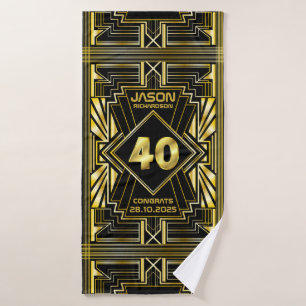 40e verjaardag Art Deco Gold Black Grote Gatsby Badhanddoek