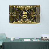 40e verjaardag Art Deco Gold Black Grote Gatsby Spandoek (Beurs)