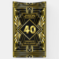 40e verjaardag Art Deco Gold Black Grote Gatsby