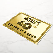 40e verjaardag — Art Deco Style "40" en naam Folie Uitnodiging (Gedraaid)