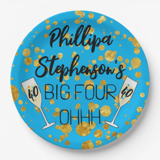 40e verjaardag badge Fortieth blauw 40 jaar oud Papieren Bordje