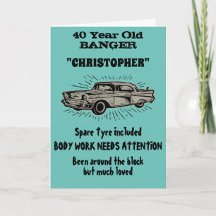 40e Verjaardag Banger Love Vintage Car Retro Style Kaart