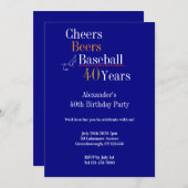 40e verjaardag Baseball Cheers Modern Party Kaart (Voorkant / Achterkant)