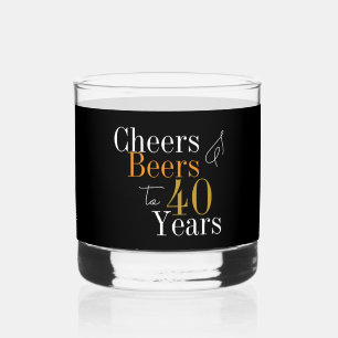 40e verjaardag bieren juichen zwarte gouden partij whisky glas