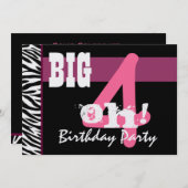 40e verjaardag - Big 4 Oh Roze Zebra Metallic Kaart (Voorkant / Achterkant)