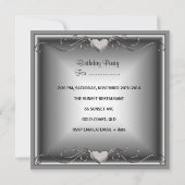 40e verjaardag Black Silver Floral Kaart (Achterkant)