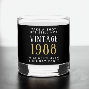 40e verjaardag Black Whisky Glas