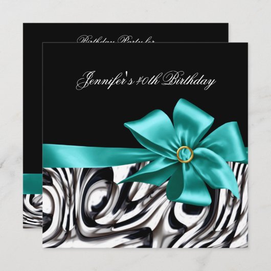 40e verjaardag Black White Abstract Bow Kaart (Voorkant / Achterkant)