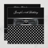 40e verjaardag Black White Spot Diamond Kaart (Voorkant / Achterkant)