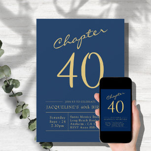 40e verjaardag Blauw Gold 40e verjaardag Kaart