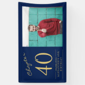40e verjaardag blauw goud foto spandoek (Verticaal)
