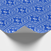 40e verjaardag Blauwe Bandana Cadeaupapier (Hoek)