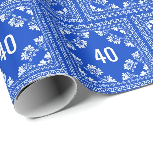 40e verjaardag Blauwe Bandana Cadeaupapier (Rol Hoek)