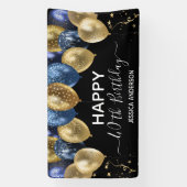 40e verjaardag Blauwe gouden ballonnen Spandoek (Verticaal)