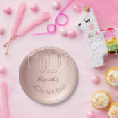 40e verjaardag bloedig roos goud glitter druppelt papieren bordje (Feest)