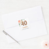 40e verjaardag bloem roos goud eucalyptusmonogram vierkante sticker (Envelop)