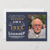 40e verjaardag Blue Gold Add Name Year Kaart (Voorkant)