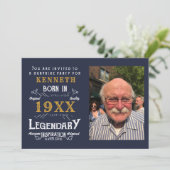 40e verjaardag Blue Gold Add Name Year Kaart (Staand voorkant)