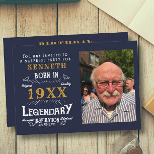 40e verjaardag  Blue Gold Add Name Year Kaart