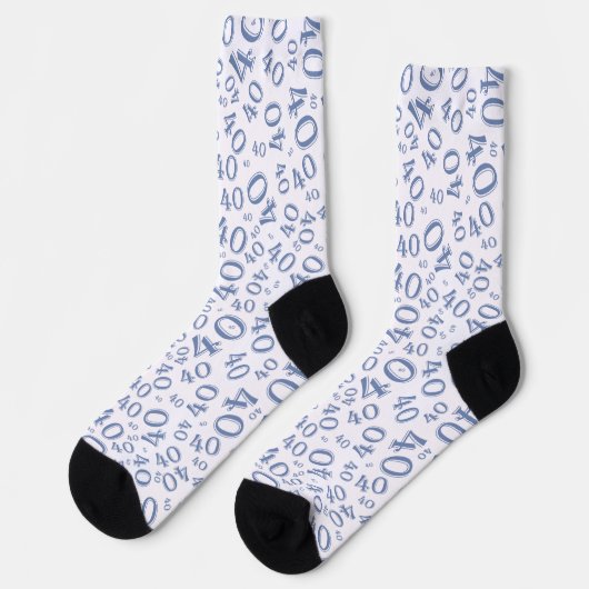 40e verjaardag Blue Random Number Pattern Sokken (Links)
