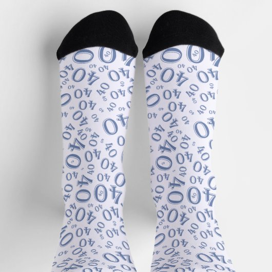40e verjaardag Blue Random Number Pattern Sokken (Top)