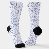 40e verjaardag Blue Random Number Pattern Sokken (Gebogen)